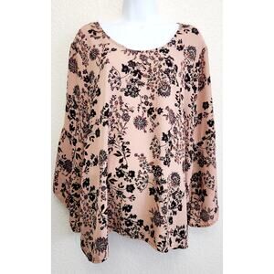Liberty Love Multicolor Floral Print Bell Sleeve Top 2XL Plus Lightweight Soft